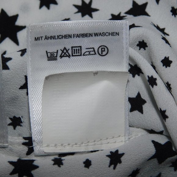 Jones New York Womens L White Black Star Blouse - Picture 14 of 15